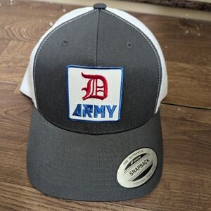 New Detroit Pistons Snapback Trucker Hat D Army The Classics White Gray NBA